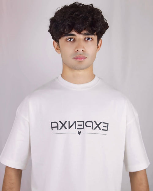 CREAM WHITE OVERSIZED GRAPHIC TEE