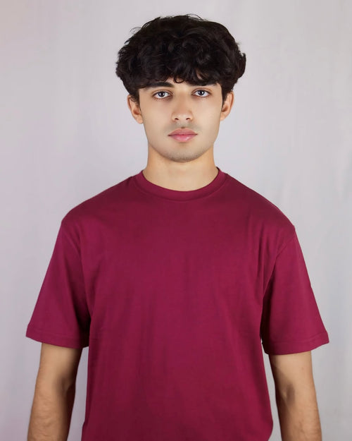 MAROON REGULAR FIT PLAIN TEE
