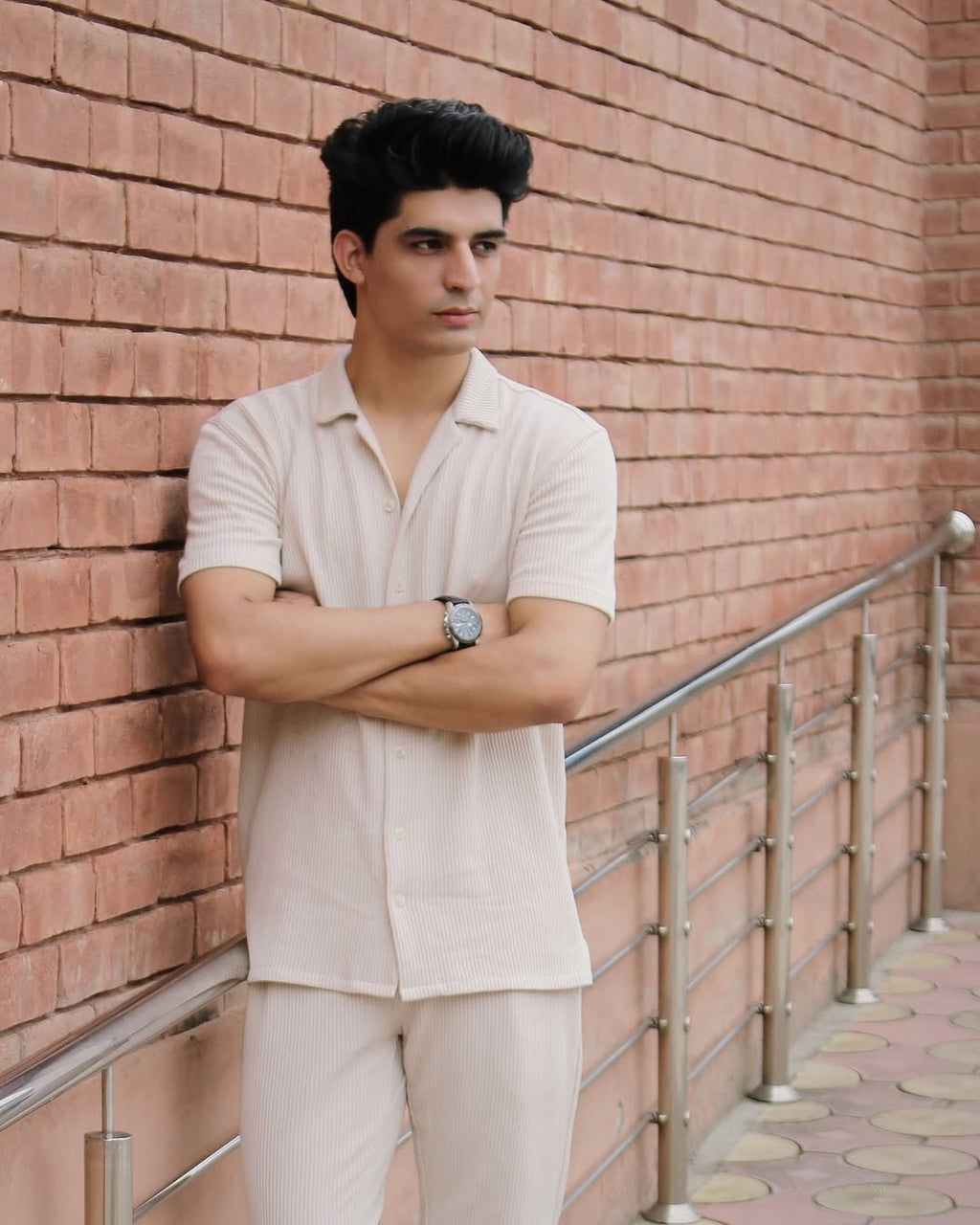 PREMIUM OFF WHITE TEXTURE COTTON MADE FORMAL OUTFIT