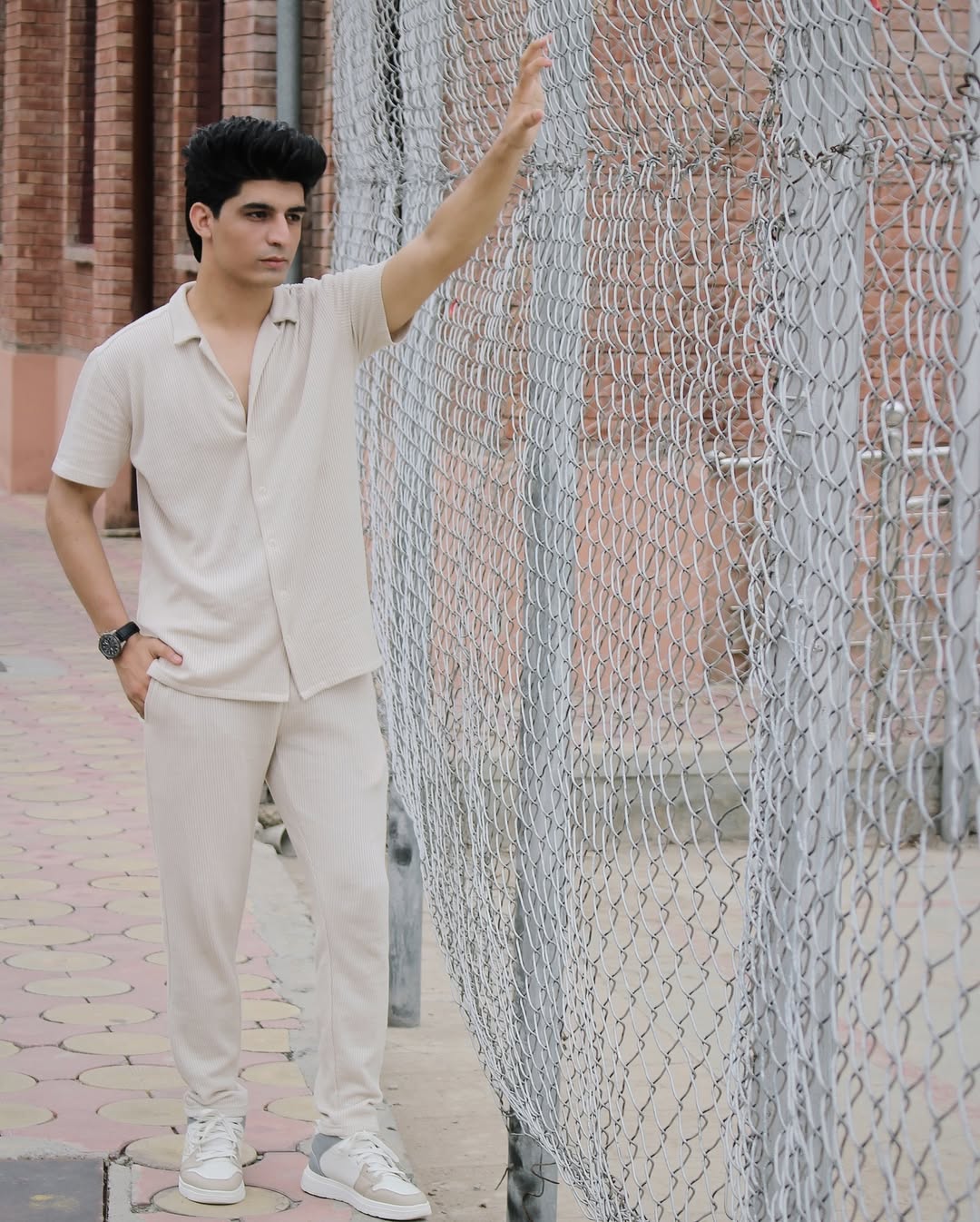 PREMIUM OFF WHITE TEXTURE COTTON MADE FORMAL OUTFIT